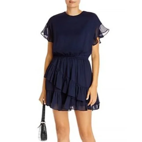 aqua asymmetric ruffle dress Cassie Ruffled Maxi Dress main image 1